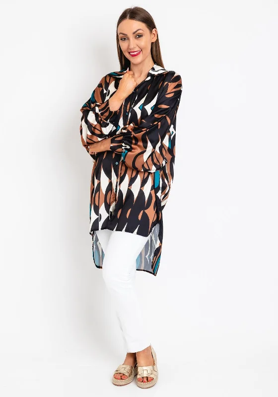 Serafina Collection One Size Oversized Satin Shirt, Black Brown-- Ribbed T-Shirt High Neck Heavyweight Serafina Collection One Size Oversized Satin Shirt, Black Brown-- Ribbed T-Shirt High Neck Heavyweight