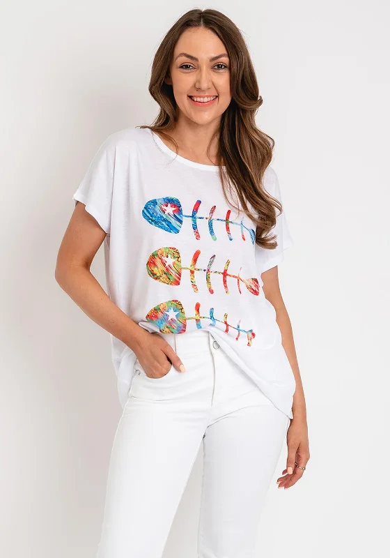 The Serafina Collection One Size Fish Bone Print T-Shirt, White-- Satin Fabric Silk Fabric Chiffon Fabric The Serafina Collection One Size Fish Bone Print T-Shirt, White-- Satin Fabric Silk Fabric Chiffon Fabric