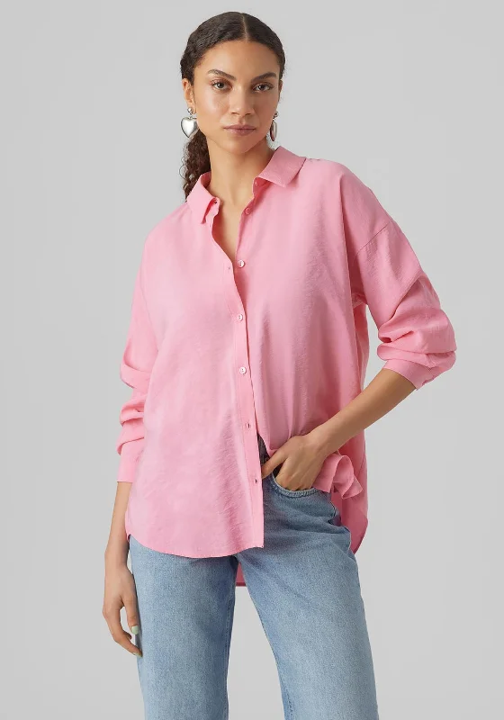 Vero Moda Queeny Relaxed Shirt, Sachet Pink-- Zippered Front Buttoned Front Snap Front Vero Moda Queeny Relaxed Shirt, Sachet Pink-- Zippered Front Buttoned Front Snap Front