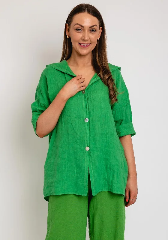 Serafina Collection One Size Long Shirt, Green-- Welt Pockets Slit Pockets Flap Pockets Serafina Collection One Size Long Shirt, Green-- Welt Pockets Slit Pockets Flap Pockets