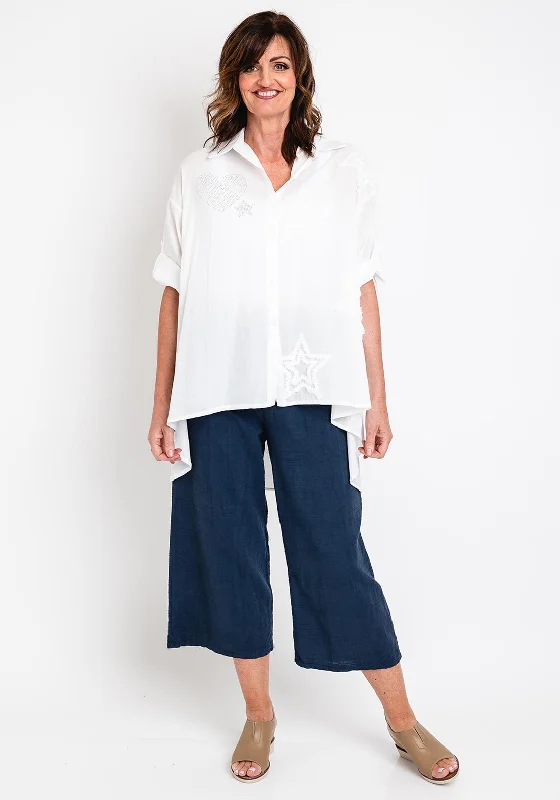The Serafina Collection One Size Oversized Back Graphic Shirt, White-- Welt Pockets Slit Pockets Flap Pockets The Serafina Collection One Size Oversized Back Graphic Shirt, White-- Welt Pockets Slit Pockets Flap Pockets
