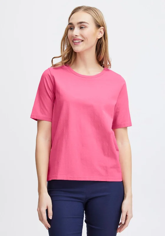 Fransa Basic T-Shirt, Pink-- Front Pockets Side Pockets Patch Pockets