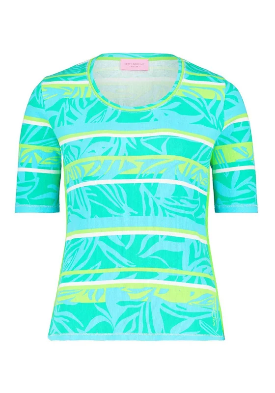 Betty Barclay So Cosy Abstract Print T-Shirt, Green Multi-- Chenille Brocade Lace