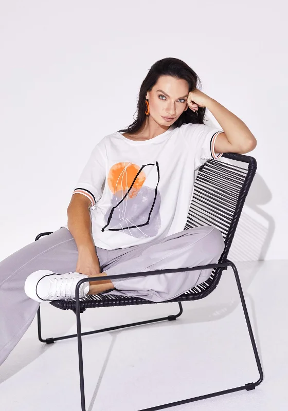 Naya Placement Print T-Shirt, White-- Polka Dot Checkered Tartan