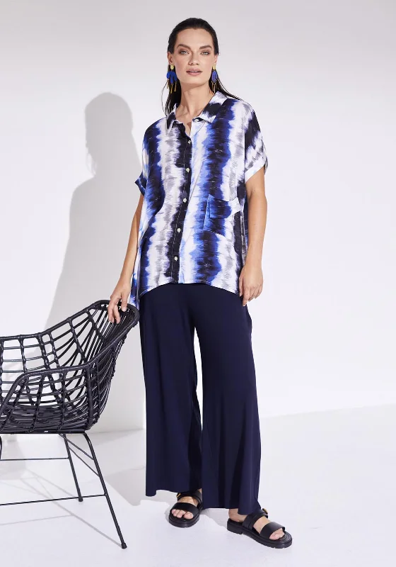 Naya Watercolour Printed Dip Hem Shirt, Navy-- Spandex Blend Rayon Blend Denim Blend Naya Watercolour Printed Dip Hem Shirt, Navy-- Spandex Blend Rayon Blend Denim Blend