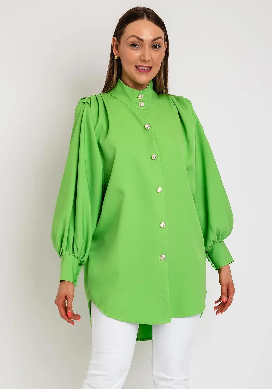 The Serafina Collection One Size High Neck Batwing Shirt, Green-- Polka Dot Checkered Tartan The Serafina Collection One Size High Neck Batwing Shirt, Green-- Polka Dot Checkered Tartan