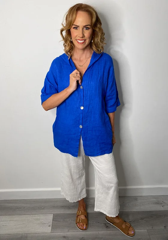 The Serafina Collection One Size Long Shirt, Royal Blue-- Front Pockets Side Pockets Patch Pockets The Serafina Collection One Size Long Shirt, Royal Blue-- Front Pockets Side Pockets Patch Pockets