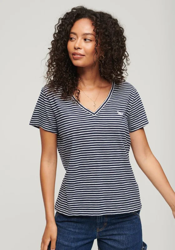 Superdry V-Neck Slub Embroidered T-Shirt, Optic Stripe-- Plaid T-Shirt Polka Dot Checkered Superdry V-Neck Slub Embroidered T-Shirt, Optic Stripe-- Plaid T-Shirt Polka Dot Checkered