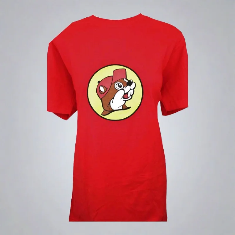 Buc-ee's Classic Red Logo Shirt-- Notch Collar Peter Pan Collar Cowl Neck