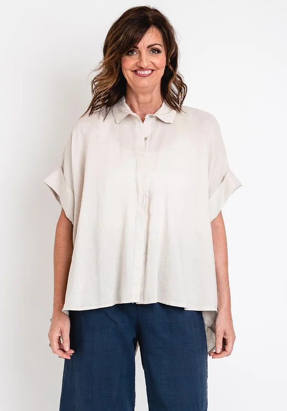 The Serafina Collection One Size Oversized Cotton Shirt, Beige-- Satin Fabric Silk Fabric Chiffon Fabric The Serafina Collection One Size Oversized Cotton Shirt, Beige-- Satin Fabric Silk Fabric Chiffon Fabric