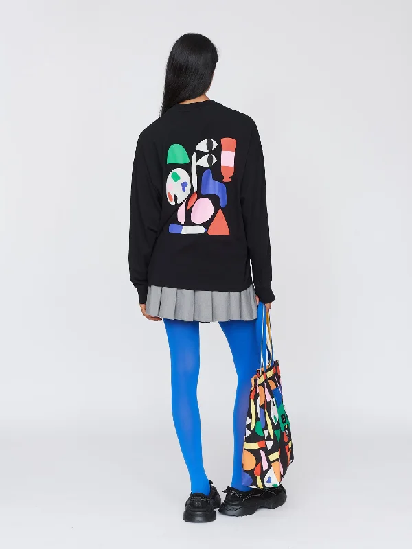 Feeling Arty Long Sleeve T-shirt-- Denim Fabric Leather Fabric Suede Fabric
