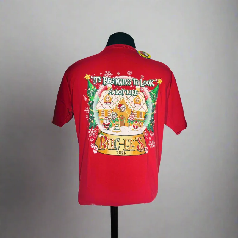 "It's Beginning To Look A Lot Like Buc-ee's" Christmas Shirt-- Nylon Fabric Polyester Fabric Spandex Fabric "It's Beginning To Look A Lot Like Buc-ee's" Christmas Shirt-- Nylon Fabric Polyester Fabric Spandex Fabric