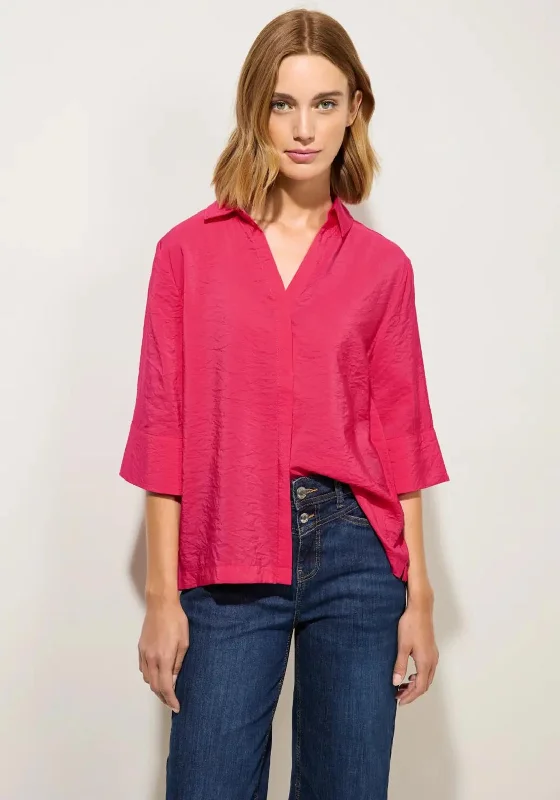 Street One Collar Neck Structured Shirt, Coral Blossom-- Wool Fabric Cashmere Fabric Tweed Fabric Street One Collar Neck Structured Shirt, Coral Blossom-- Wool Fabric Cashmere Fabric Tweed Fabric
