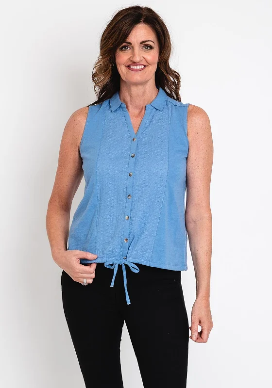 White Stuff Flowing Grasses Sleeveless Shirt, Mid Blue-- Mesh Blend Leather Blend Suede Blend White Stuff Flowing Grasses Sleeveless Shirt, Mid Blue-- Mesh Blend Leather Blend Suede Blend