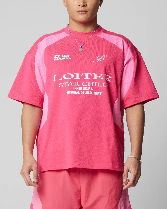 Loiter Subcultural Panel T-Shirt Pink-- Rayon Fabric Velvet Fabric Corduroy Fabric