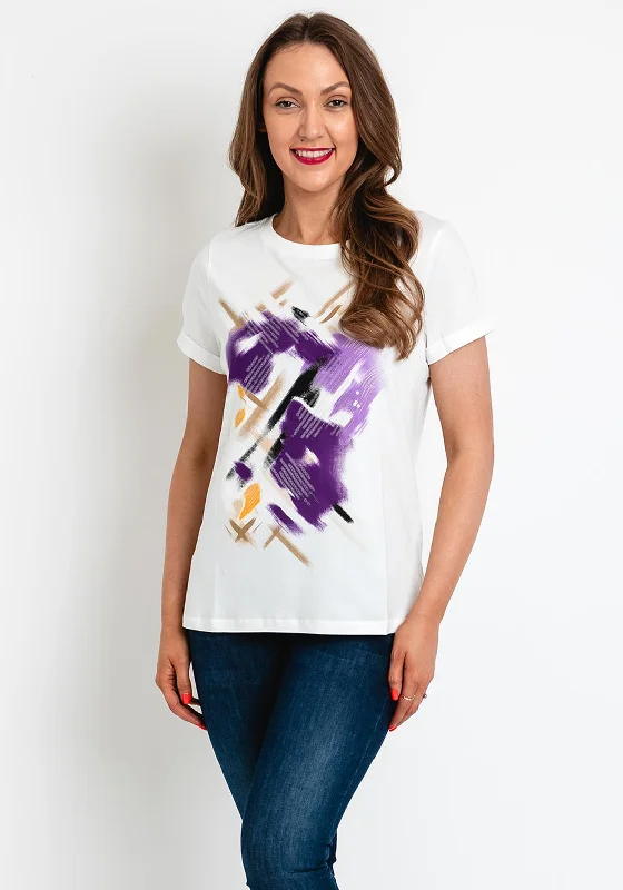 Gerry Weber Abstract Sequin Design T-Shirt, White.-- Terry Blend Velvet Blend Canvas Blend Gerry Weber Abstract Sequin Design T-Shirt, White.-- Terry Blend Velvet Blend Canvas Blend
