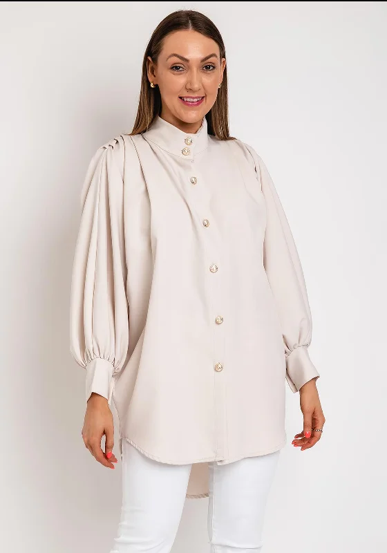 The Serafina Collection One Size High Neck Batwing Shirt, Beige-- Lace Blend Ribbed Blend Corduroy Blend The Serafina Collection One Size High Neck Batwing Shirt, Beige-- Lace Blend Ribbed Blend Corduroy Blend