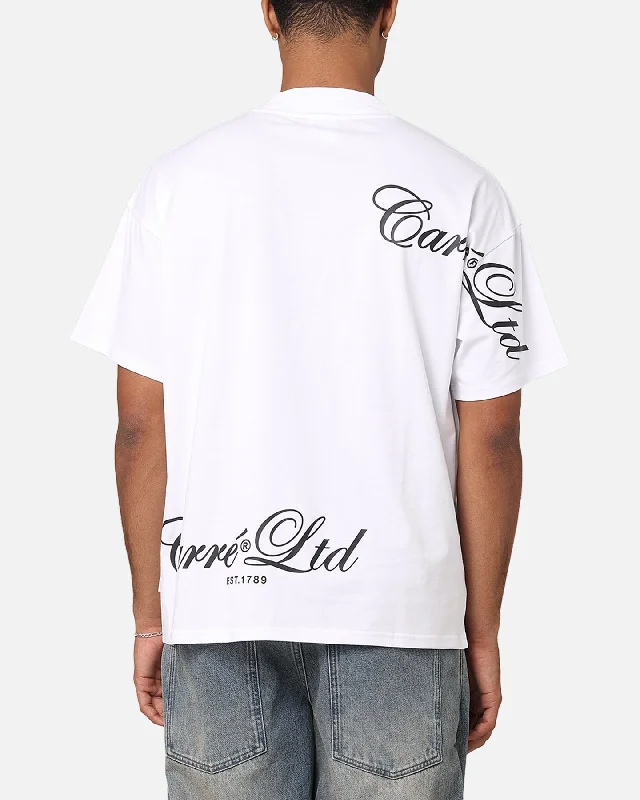 Carre Side Script Oversized T-Shirt White-- Lace Blend Ribbed Blend Corduroy Blend
