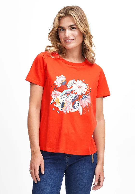 Fransa Floral Graphic Print T-Shirts, Red Alert Mix-- Mesh Blend Leather Blend Suede Blend Fransa Floral Graphic Print T-Shirts, Red Alert Mix-- Mesh Blend Leather Blend Suede Blend