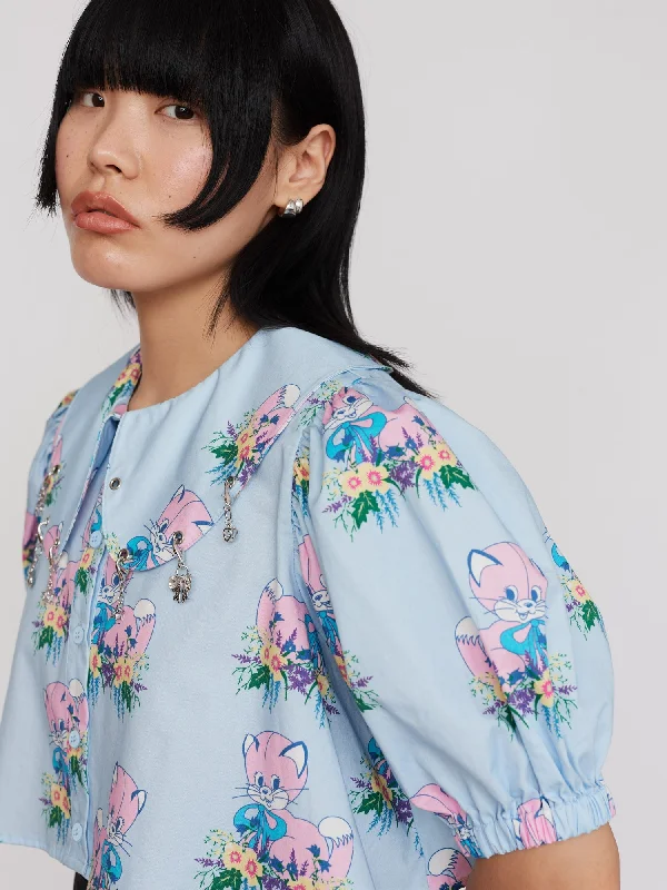 Charmed Smock Shirt-- Notch Collar Peter Pan Collar Cowl Neck