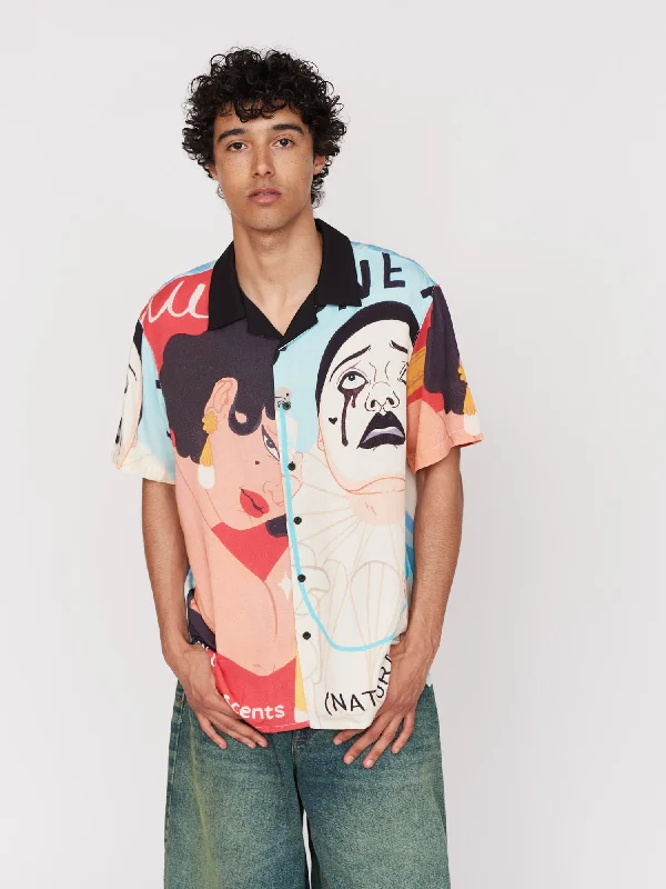 LO x Laura Callaghan Bowling Shirt-- Beaded Sequined Faux Fur