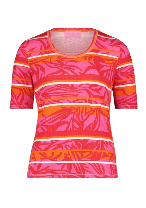 Betty Barclay So Cosy Abstract Print T-Shirt, Pink Multi-- Mesh Canvas Denim