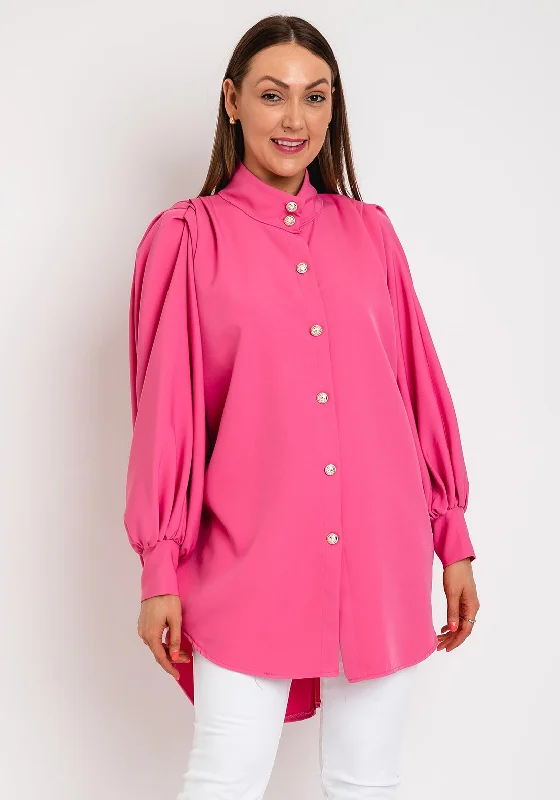 The Serafina Collection One Size High Neck Batwing Shirt, Pink-- Striped Floral Plaid The Serafina Collection One Size High Neck Batwing Shirt, Pink-- Striped Floral Plaid
