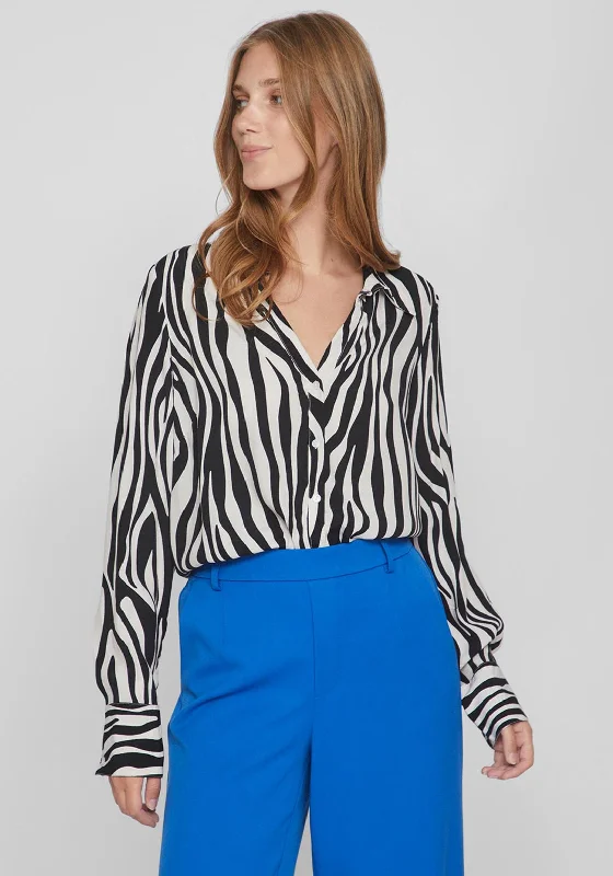 Vila Fini Button Up Zebra Print Shirt, Black & White-- Chenille Blend Fleece Blend Nylon Blend Vila Fini Button Up Zebra Print Shirt, Black & White-- Chenille Blend Fleece Blend Nylon Blend