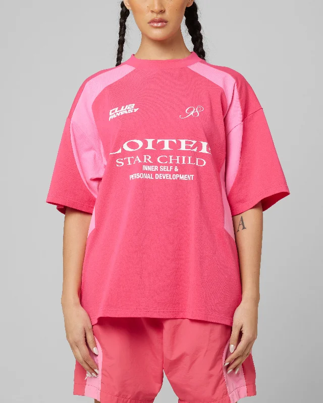 Loiter Subcultural Panel T-Shirt Pink-- Chenille Fabric Brocade Fabric Lace Fabric