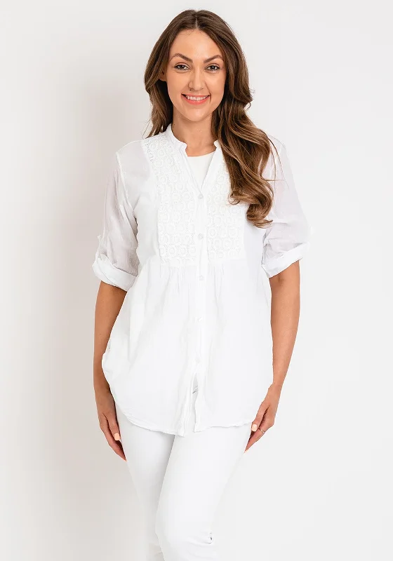 The Serafina Collection One Size Embroidered Detail Shirt, White-- Faux Fur Fabric Real Fur Fabric Shearling Fabric The Serafina Collection One Size Embroidered Detail Shirt, White-- Faux Fur Fabric Real Fur Fabric Shearling Fabric