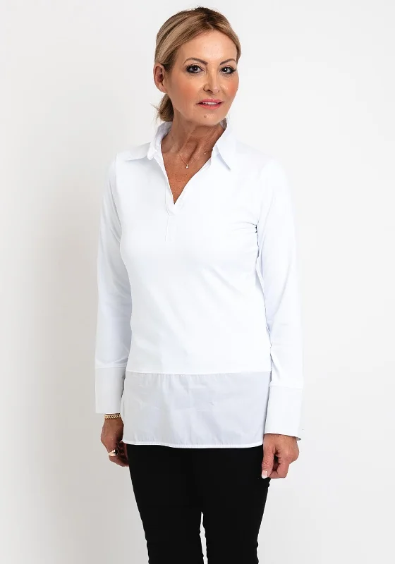 D.E.C.K by Decollage Peggy Tunic Shirt, White-- Notch Collar Peter Pan Collar Cowl Neck D.E.C.K by Decollage Peggy Tunic Shirt, White-- Notch Collar Peter Pan Collar Cowl Neck