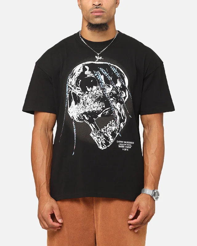 Goat Crew Utopia T-Shirt Black-- Ribbed Striped Patterned