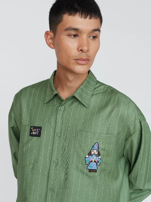Pixie Spells Oversized Shirt-- Print Jacquard Patchwork