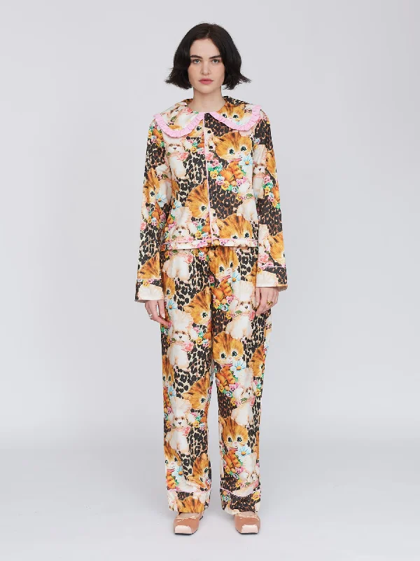 Animal Picnic Pyjama Shirt-- Spandex Blend Rayon Blend Denim Blend