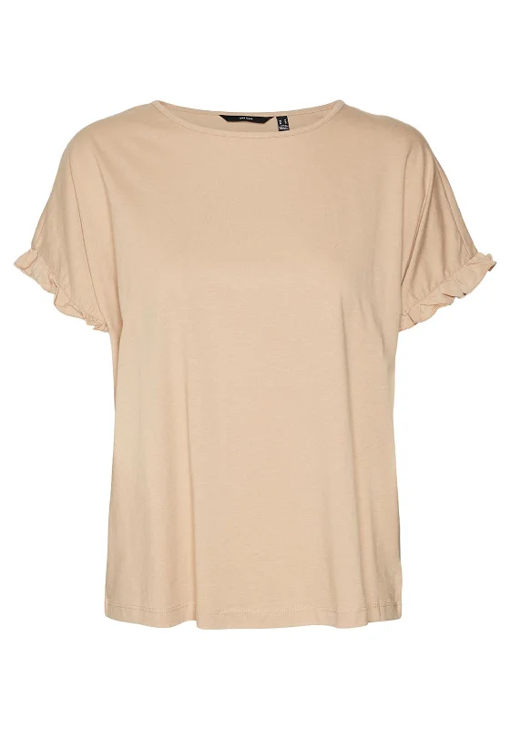 Vero Moda Dana O-Neck T-Shirt, Irish Cream-- Silk Blend Satin Velvet