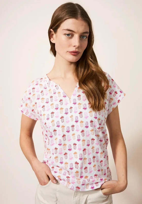White Stuff Nelly Pineapple Print T-Shirt, White Multi-- Graphic T-Shirt Round Neck Polyester White Stuff Nelly Pineapple Print T-Shirt, White Multi-- Graphic T-Shirt Round Neck Polyester
