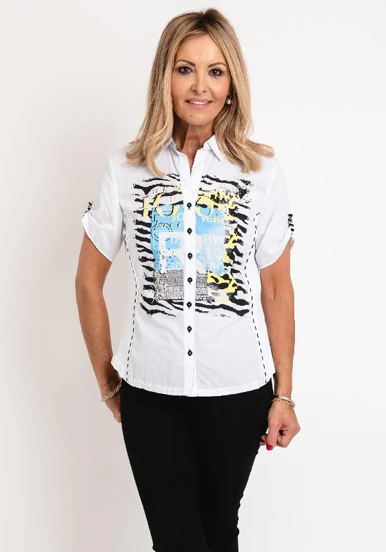 Just White Diamante & Animal Print Shirt, White Multi-- Nylon Fabric Polyester Fabric Spandex Fabric Just White Diamante & Animal Print Shirt, White Multi-- Nylon Fabric Polyester Fabric Spandex Fabric