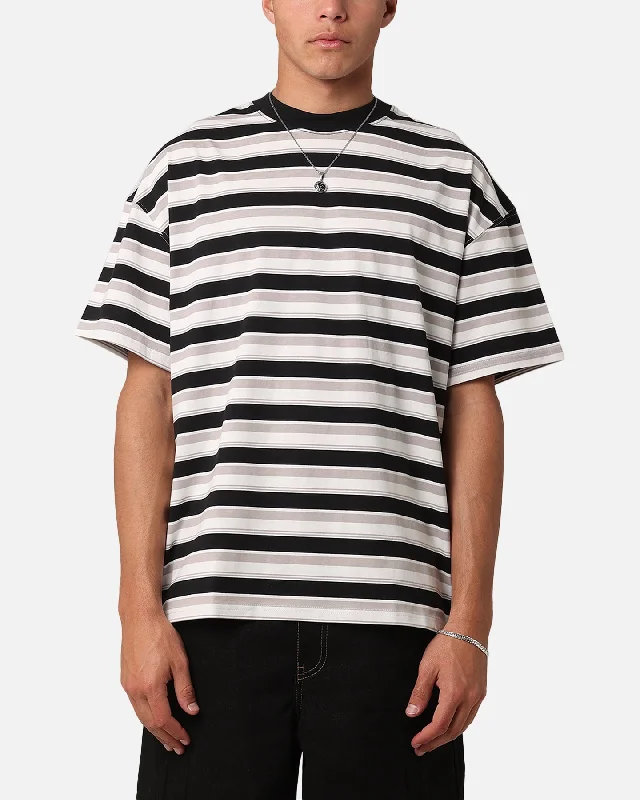 Carre Bars Oversized T-Shirt Stripe-- Hooded Caped Shawl Collar