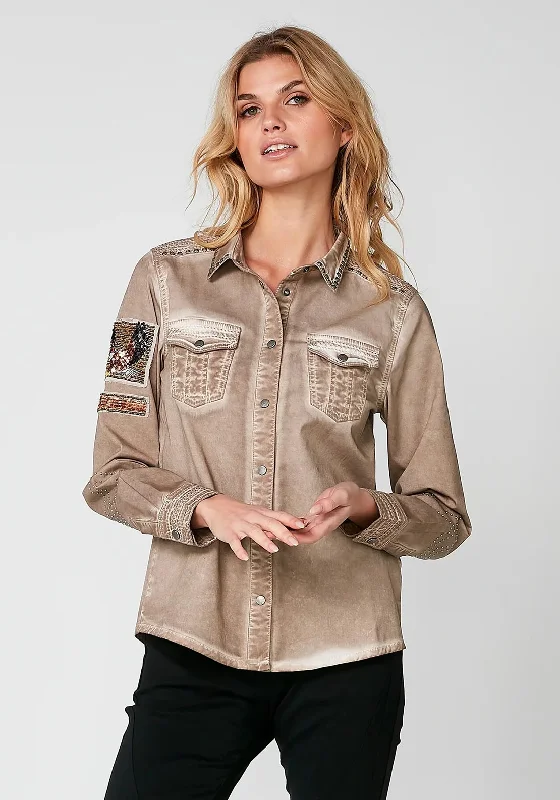 Nu Denmark Ryan Stud Embellished Denim Shirt, Sea Sand-- Anti-Pilling Machine Wash Handmade Nu Denmark Ryan Stud Embellished Denim Shirt, Sea Sand-- Anti-Pilling Machine Wash Handmade