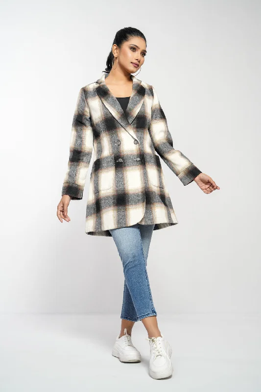 Brush Fabric Double-Breasted Blazer Women's Premium Blazer