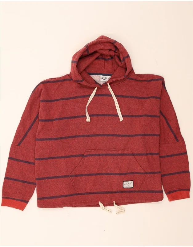 ANIMAL Womens Oversized Hoodie Jumper UK 16 Large Red Striped Polyester Hoodie Sweatshirt Pullover ANIMAL Womens Oversized Hoodie Jumper UK 16 Large Red Striped Polyester Hoodie Sweatshirt Pullover