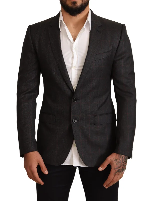 Elegant Gray Check Martini Blazer Women's Custom Jacket