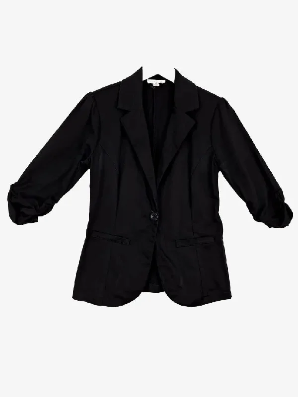 Bird Keepers Classic Fitted Ruched Sleeve Blazer Size 8 Women's Trendy Jacket