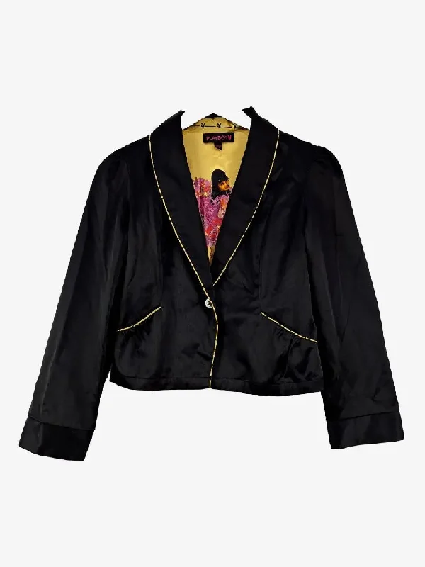 Playboy Gold Piped Cropped Blazer Size S Women's High-End Blazer