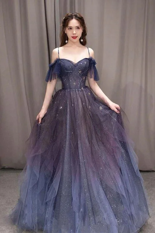 Ombre A-line Tulle Long Prom Dresses Wuth Straps Formal Evening Party Dresses DMP139 Lace Sexy Club Ombre A-line Tulle Long Prom Dresses Wuth Straps Formal Evening Party Dresses DMP139 Lace Sexy Club