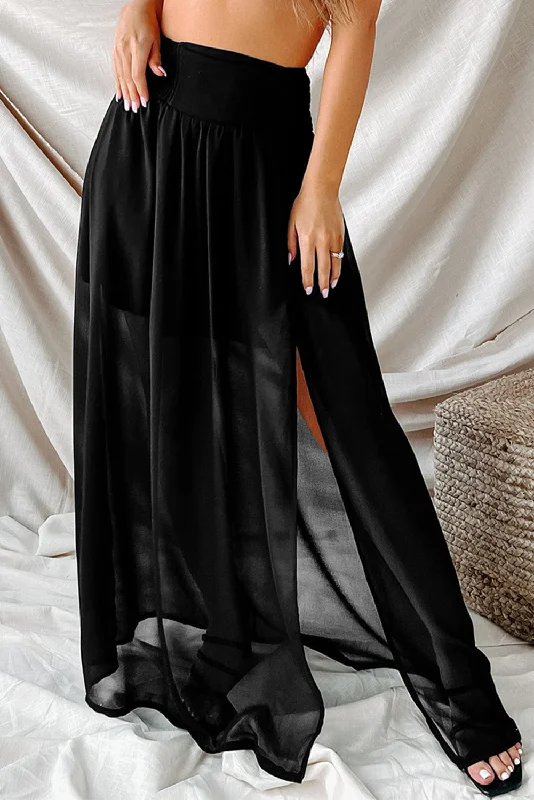 Slit High Waist Maxi Skirt linen skirt relaxed
