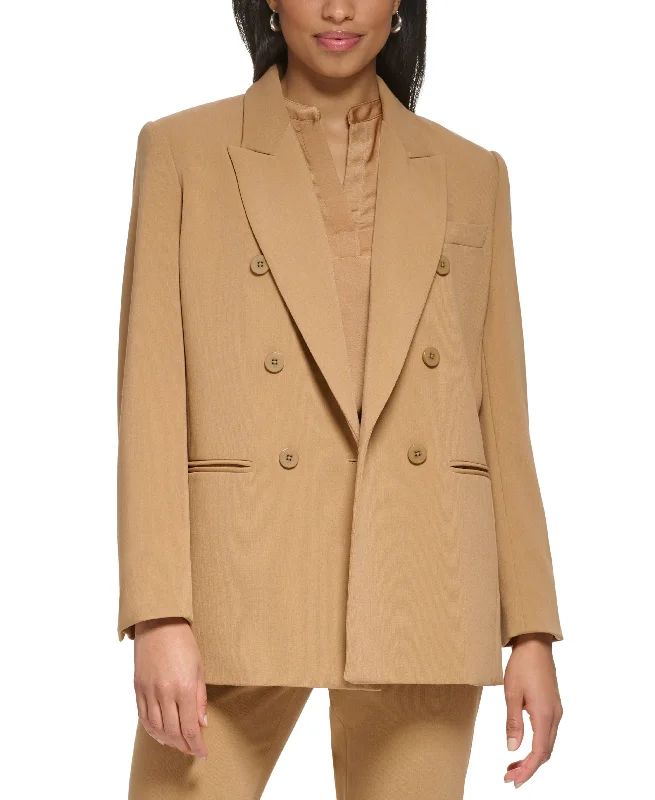 Petite Peak-Lapel Double-Breasted Blazer Women's Elegant Suit