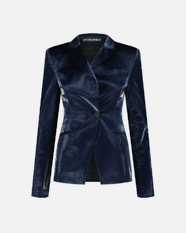 Shiny Fitted Harness Blazer Women's Plaid Suit