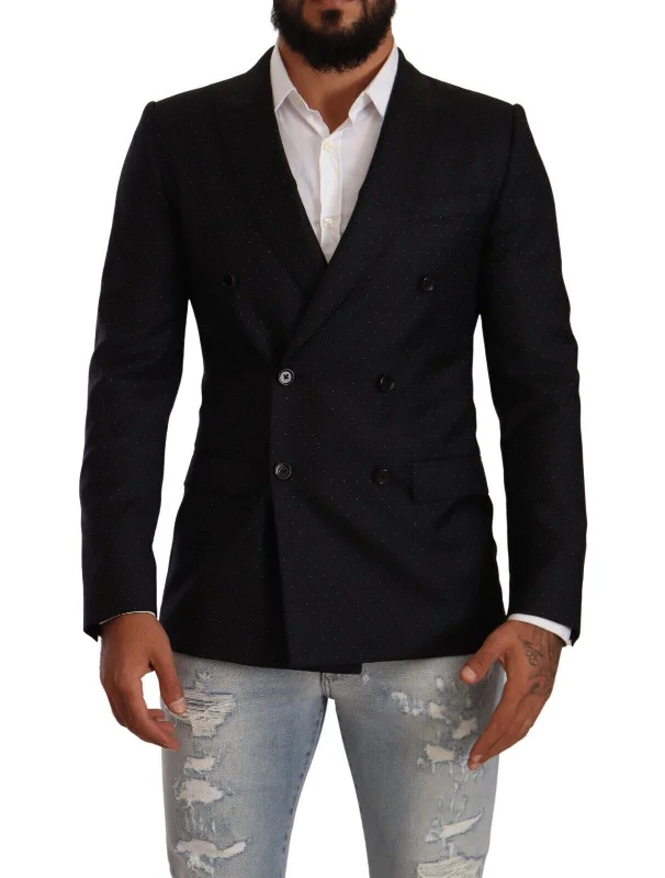Elegant Black Dotted Formal Blazer Women's Short Blazer