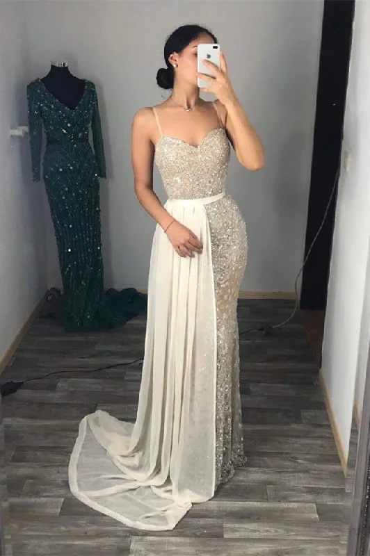 Sequins Mermaid Long Prom Dress Spaghetti Straps Evening Party Dress DMP126 High-Low Hemline Casual Sequins Mermaid Long Prom Dress Spaghetti Straps Evening Party Dress DMP126 High-Low Hemline Casual